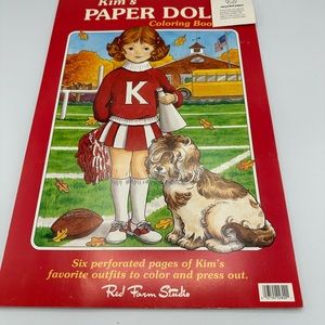 Vintage 70’s Red Farm Studio Kim’s Paper Doll Coloring Book NOS Back to School